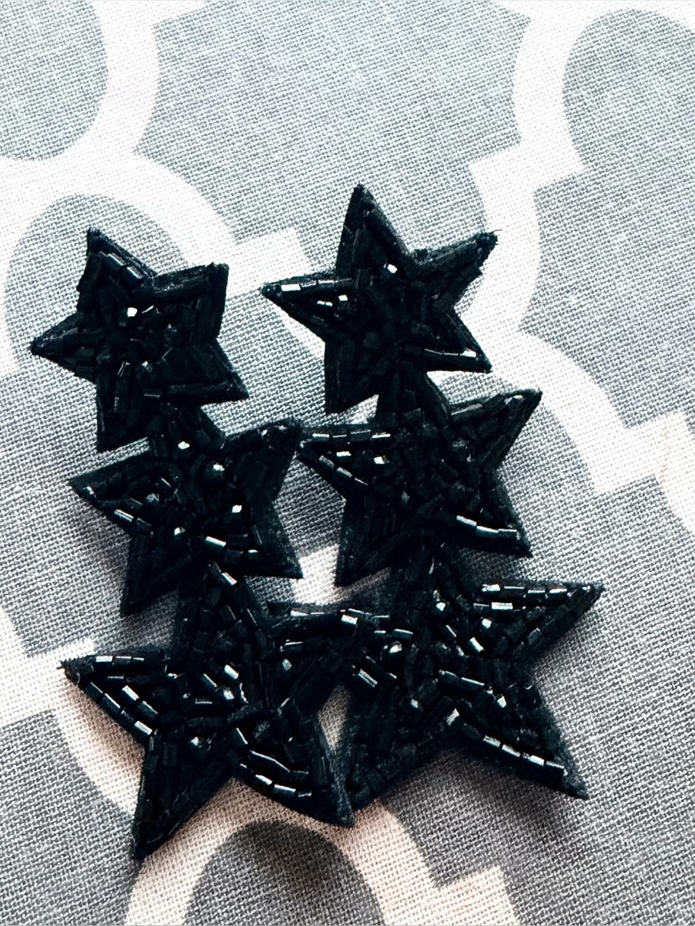 Black Beaded Star Earrings